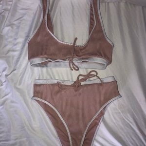 Beige and white swimsuit